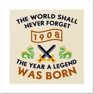 1908 The Year A Legend Was Born Dragons and Swords Design Posters and Art